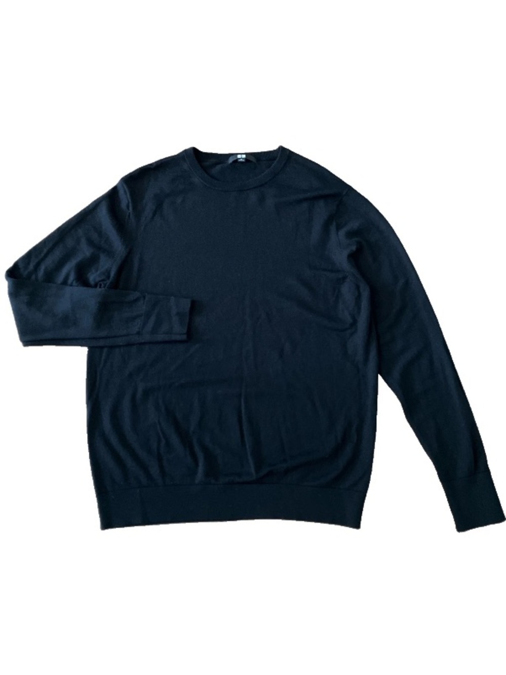 Uniqlo 100% Wool Crewneck Sweater Mens XL Black Minimalist Luxury Staple Unisex.